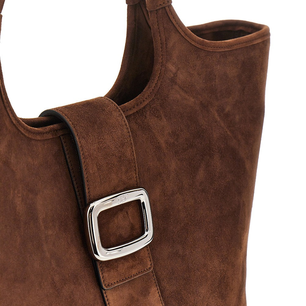 Shopping bag 'Viv' Choc' media in suede