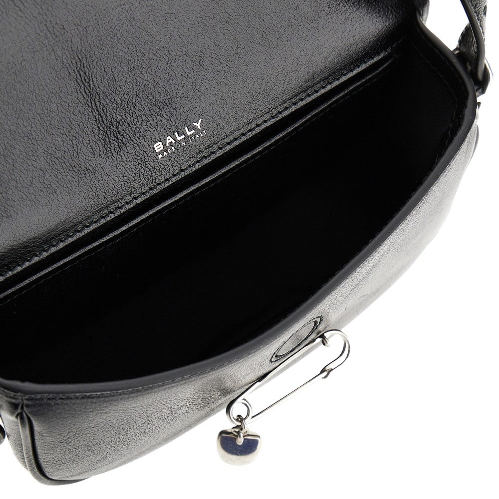 Leather mini 'Beckett' bag with safety-pin