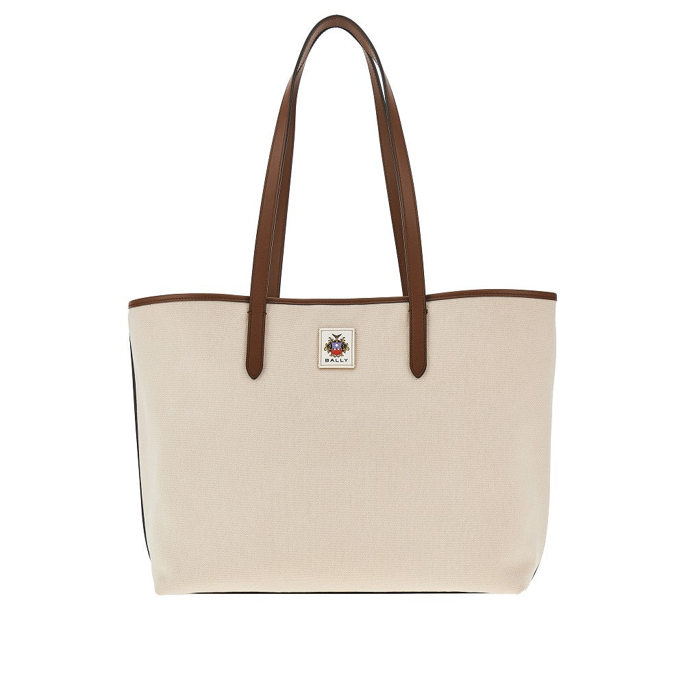 Canvas tote bag with Bally Crest patch