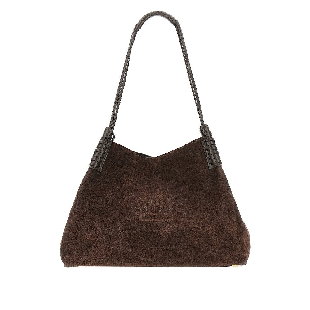 Suede leather small 'Libra' shopping bag