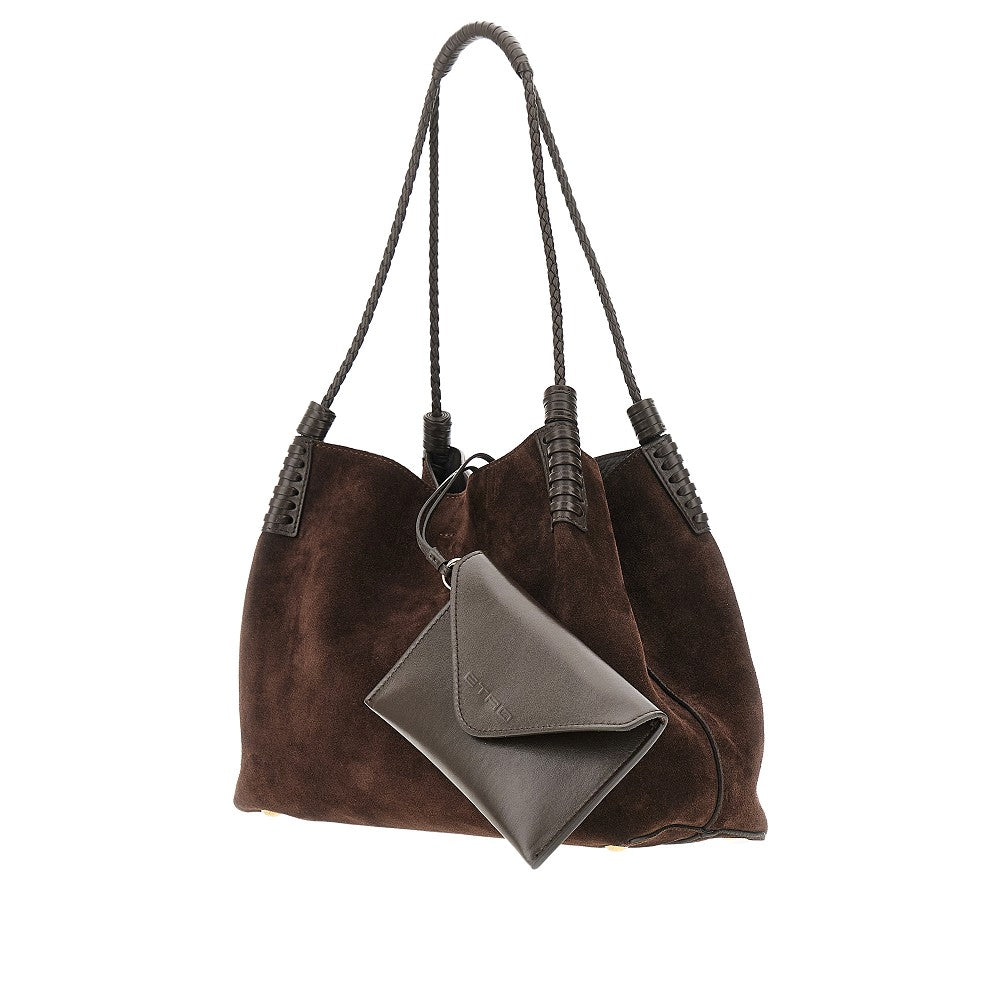 Suede leather small 'Libra' shopping bag