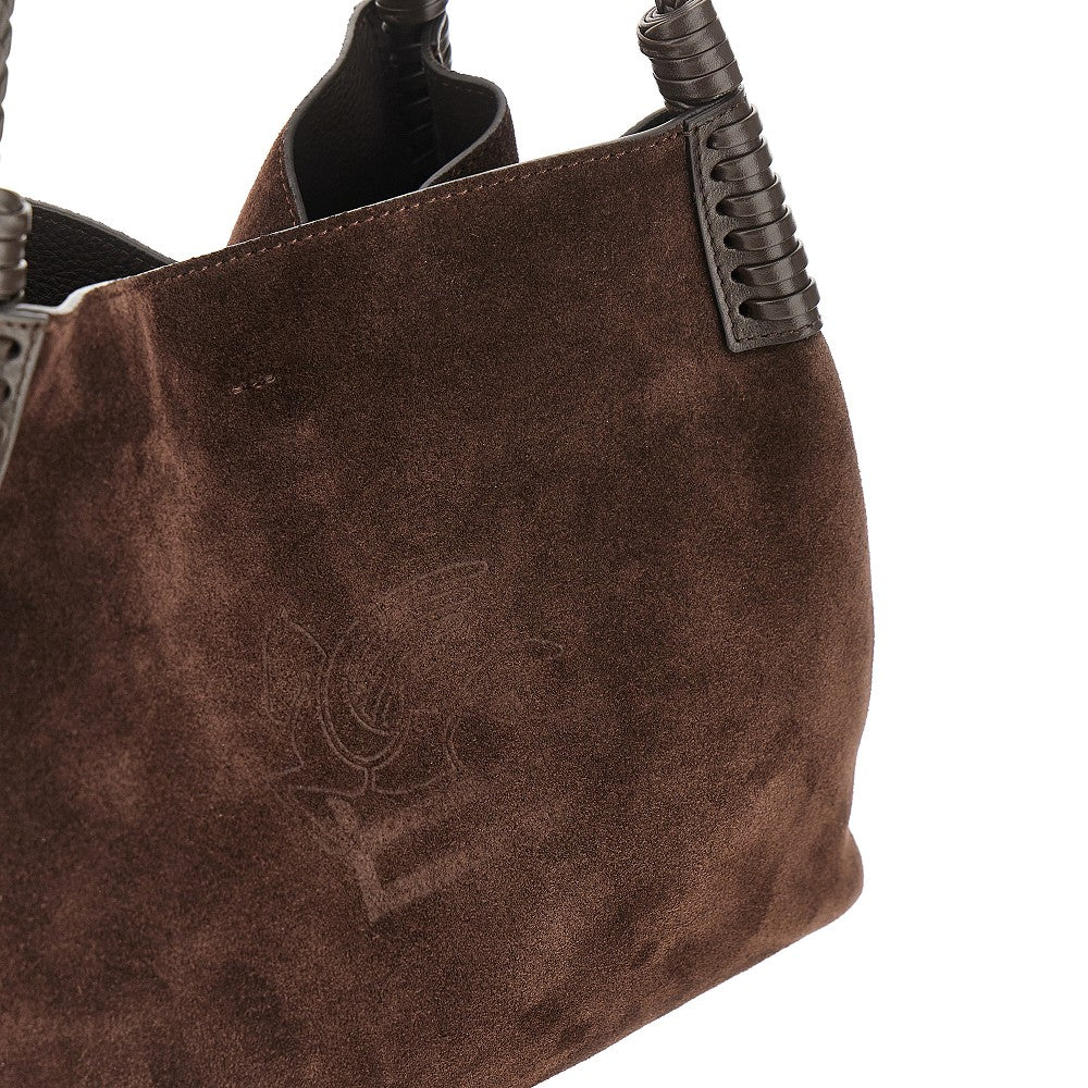 Suede leather small 'Libra' shopping bag