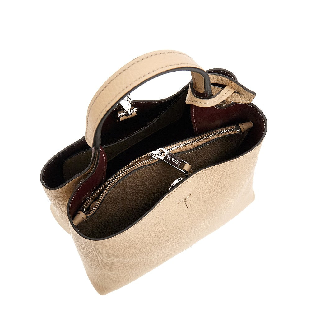 Grained leather mini shopping bag