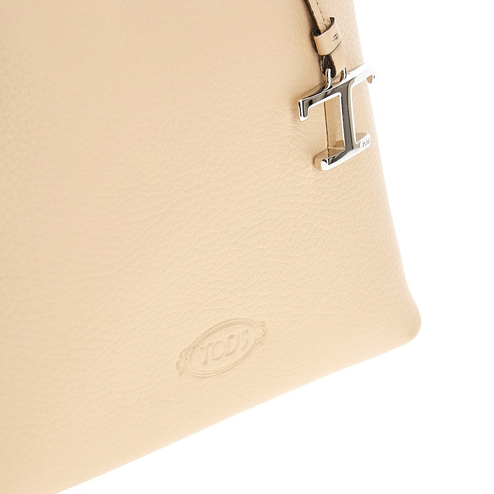 Grained leather mini shopping bag