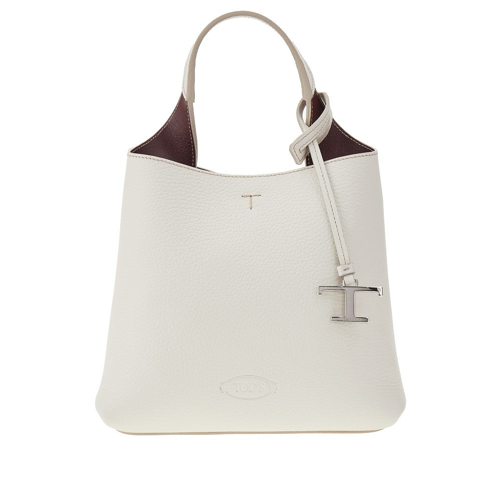 Grained leather mini shopping bag