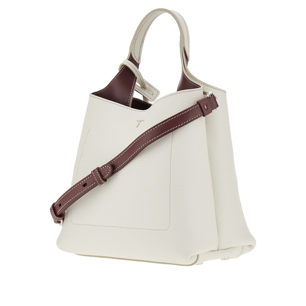 Grained leather mini shopping bag