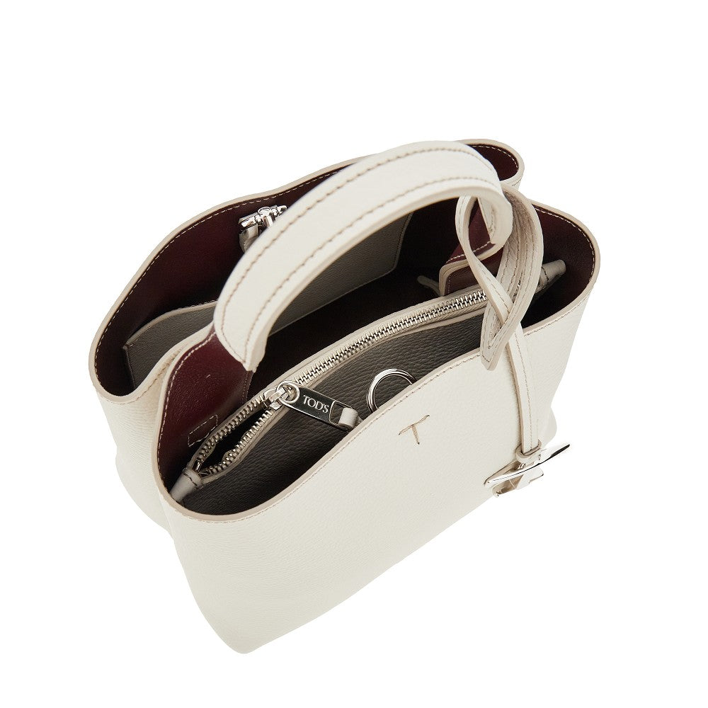 Grained leather mini shopping bag