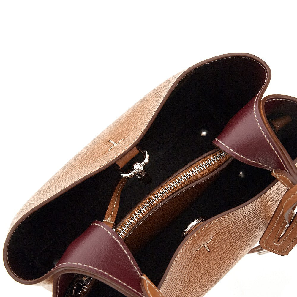 Grained leather mini shopping bag