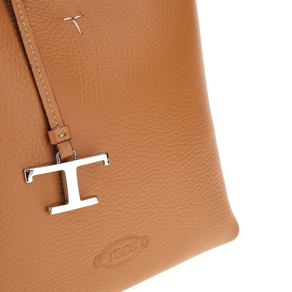 Grained leather mini shopping bag