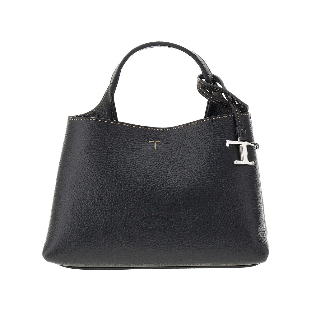 Grain leather micro shopping bag