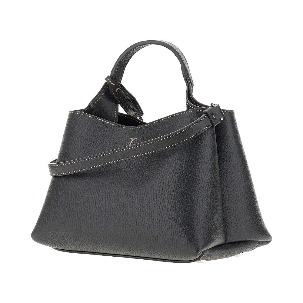 Grain leather micro shopping bag