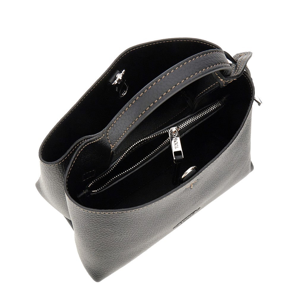 Grain leather micro shopping bag