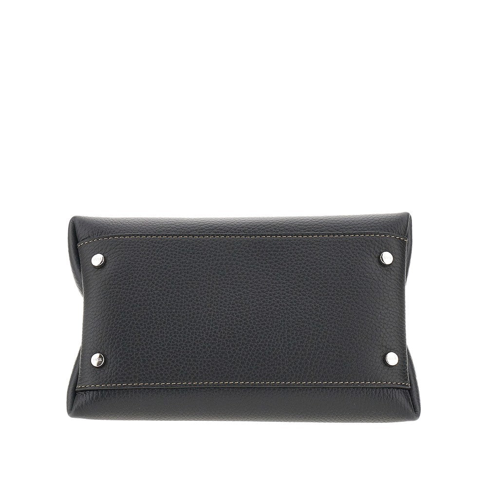 Grain leather micro shopping bag