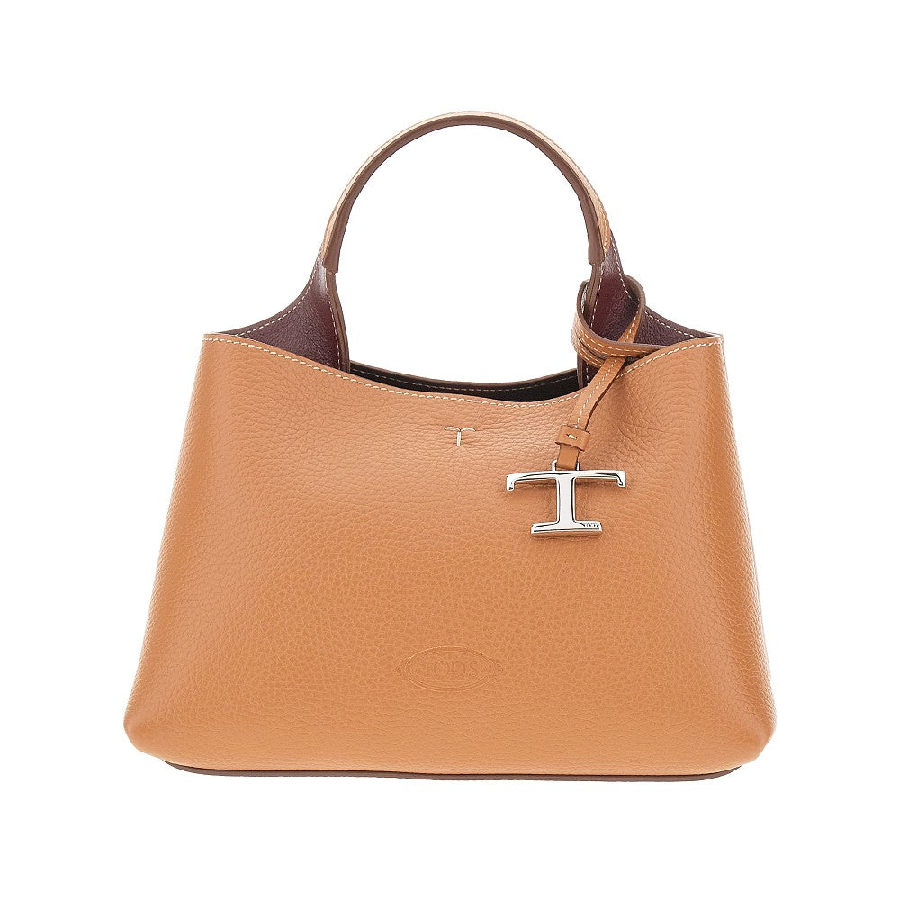 Shopping bag micro in pelle martellata