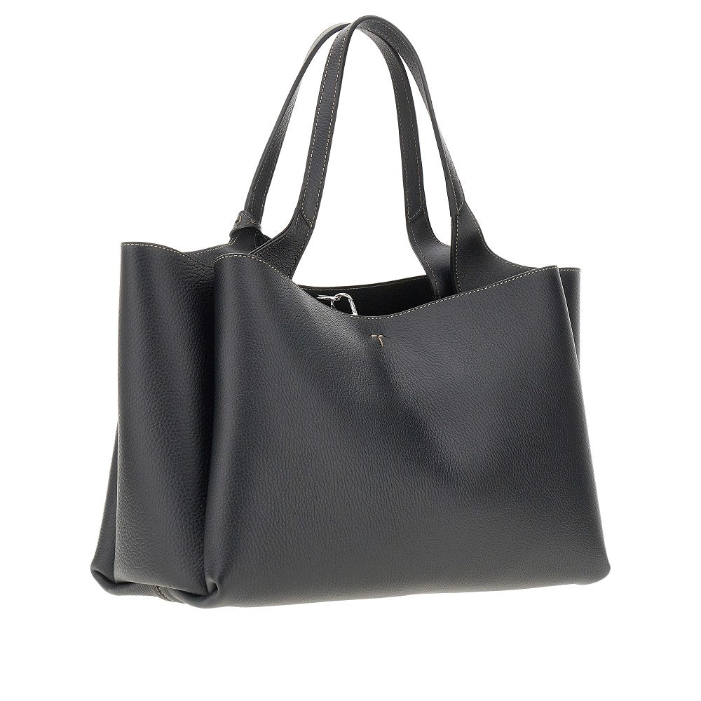 Borsa shopping media in pelle martellata