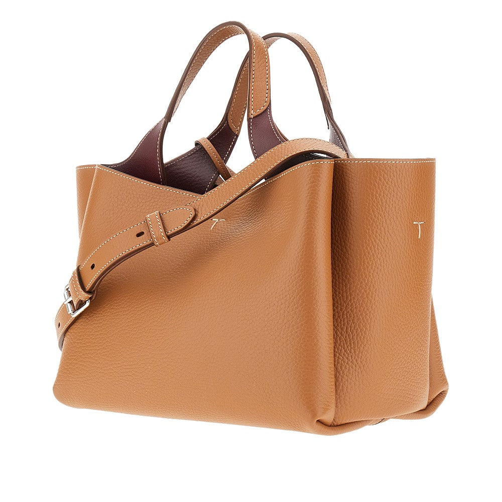 Borsa shopping mini in pelle martellata