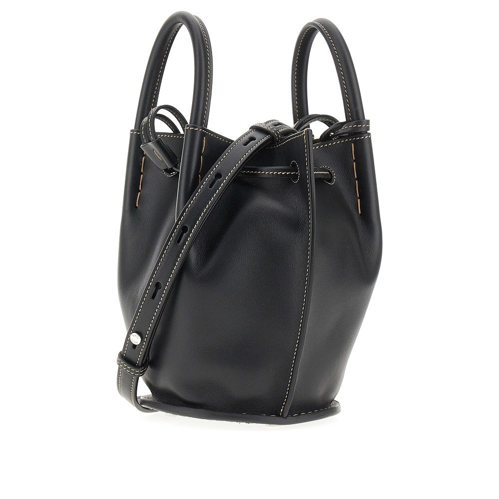Leather mini bucket bag