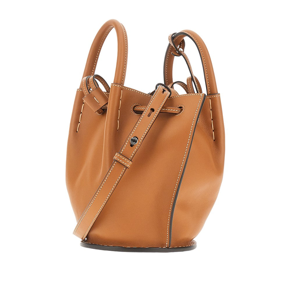 Leather mini bucket bag