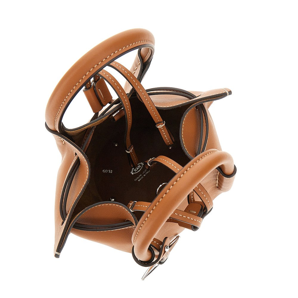Leather mini bucket bag