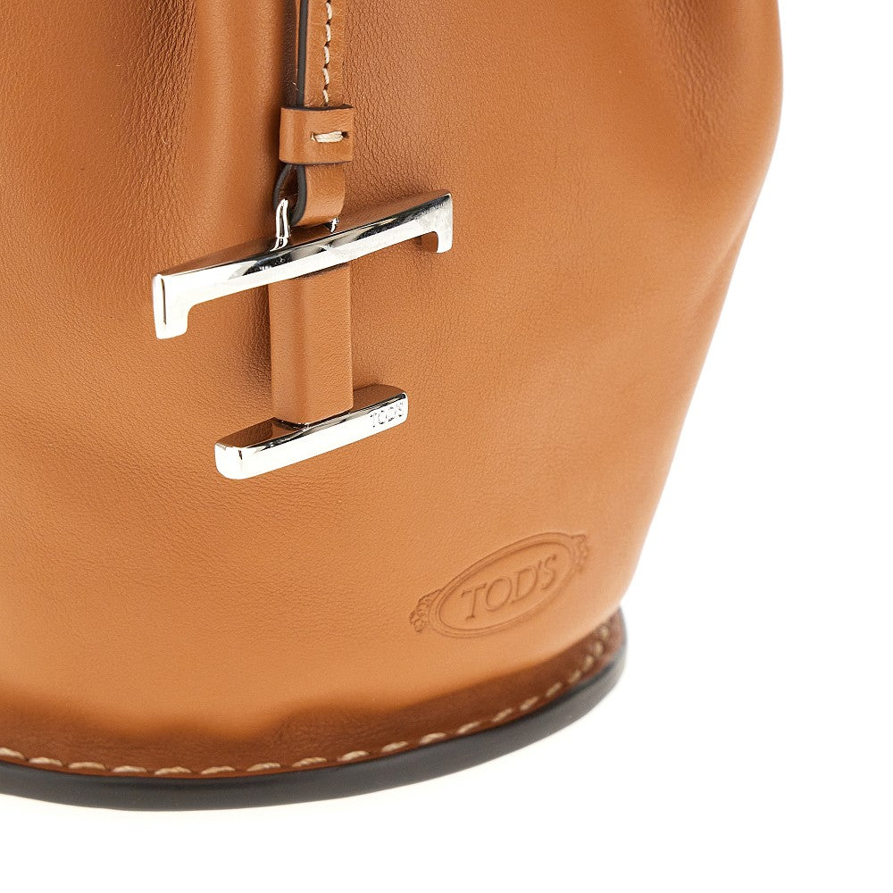 Leather mini bucket bag
