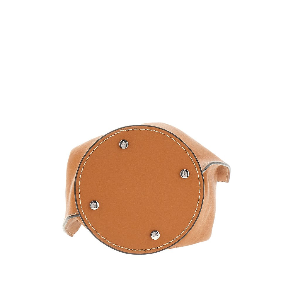 Leather mini bucket bag