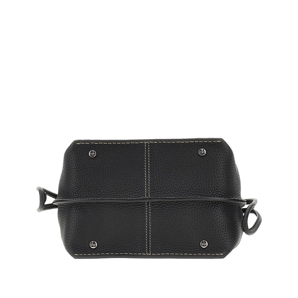 Grained leather small shopping bag
