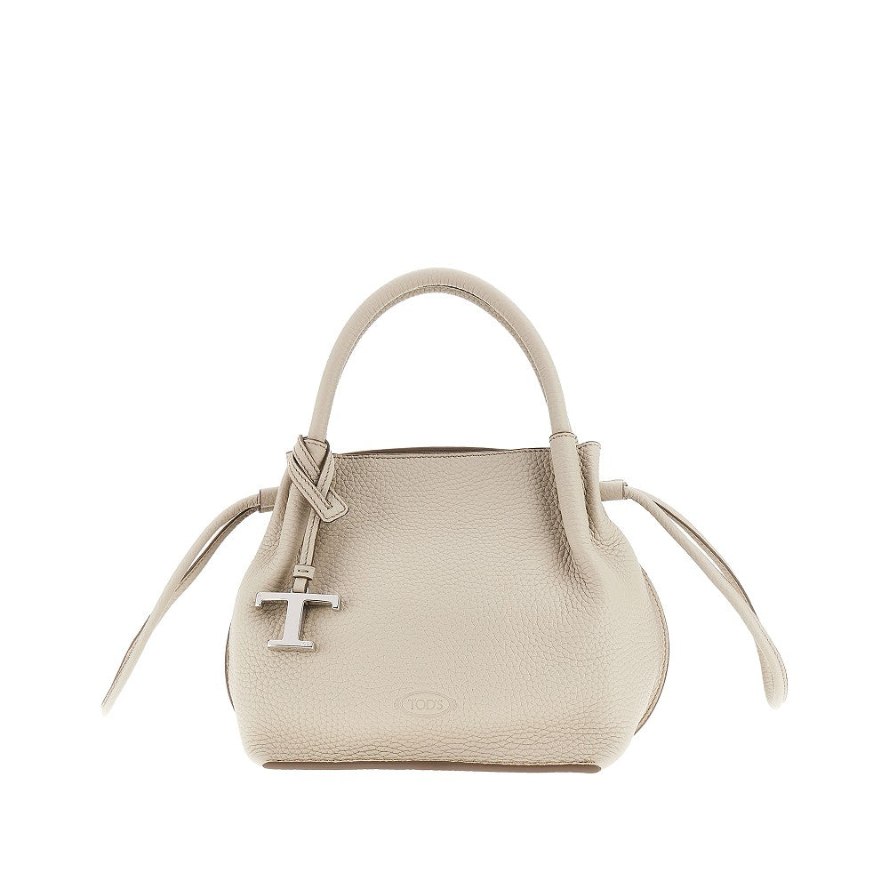 Grained leather small shopping bag