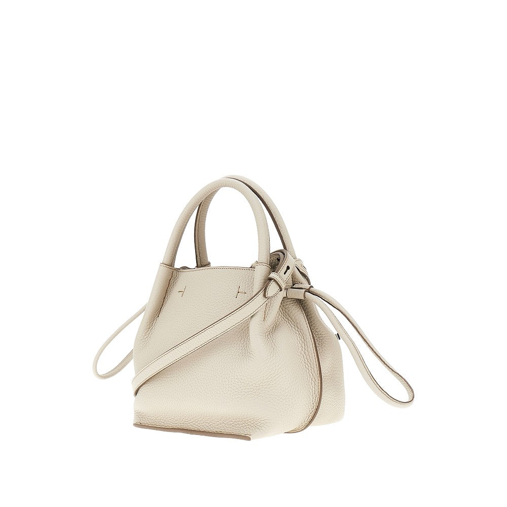 Grained leather small shopping bag