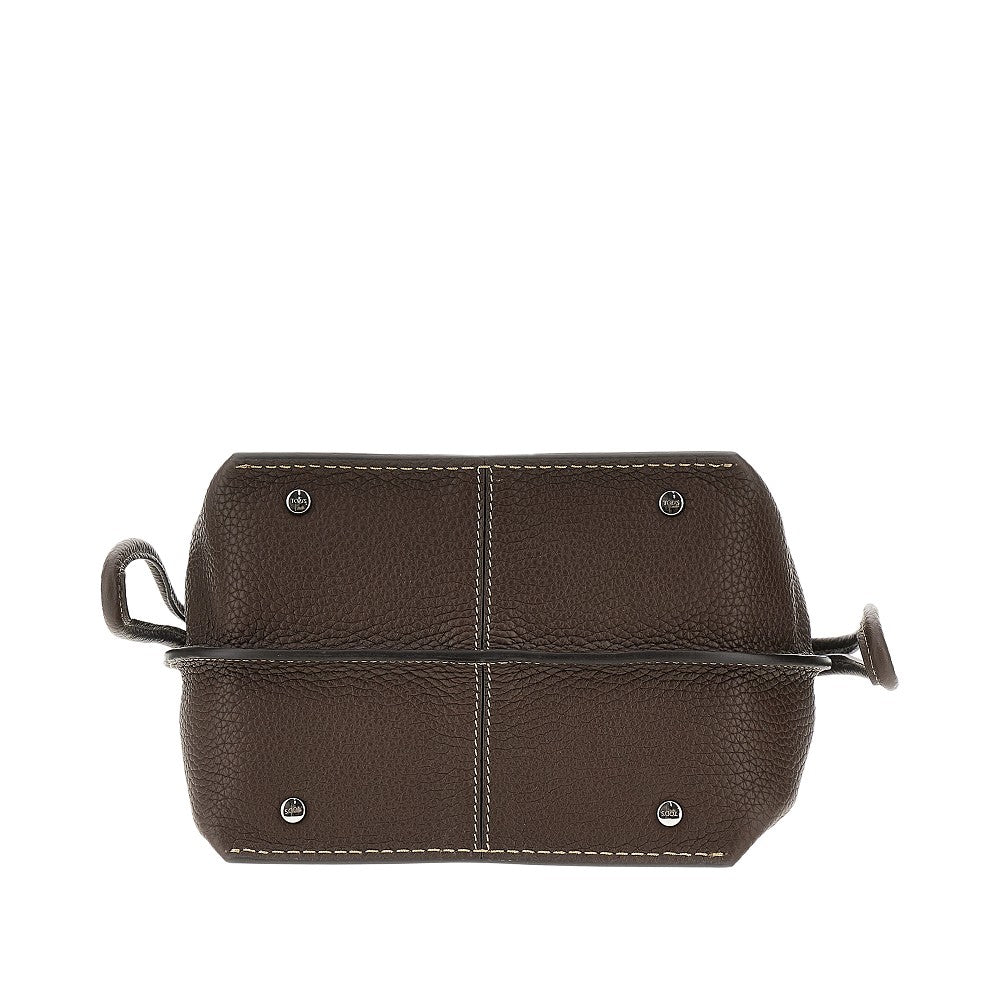 Grained leather small shopping bag