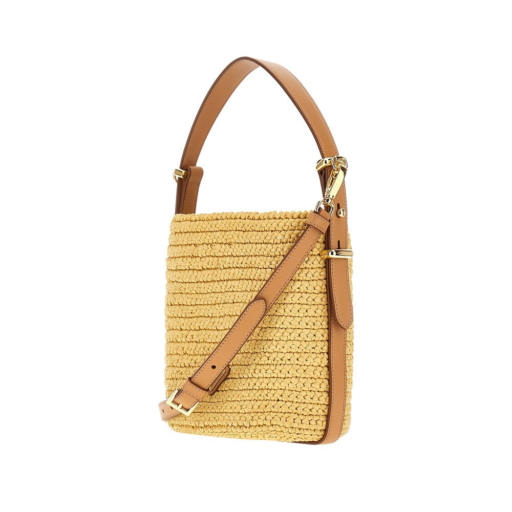 Borsa a secchiello in rafia crochet