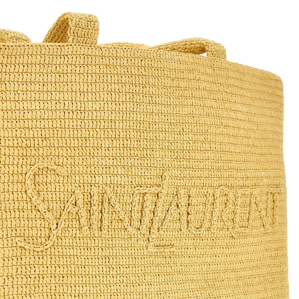 Tote bag in rafia con logo ricamato