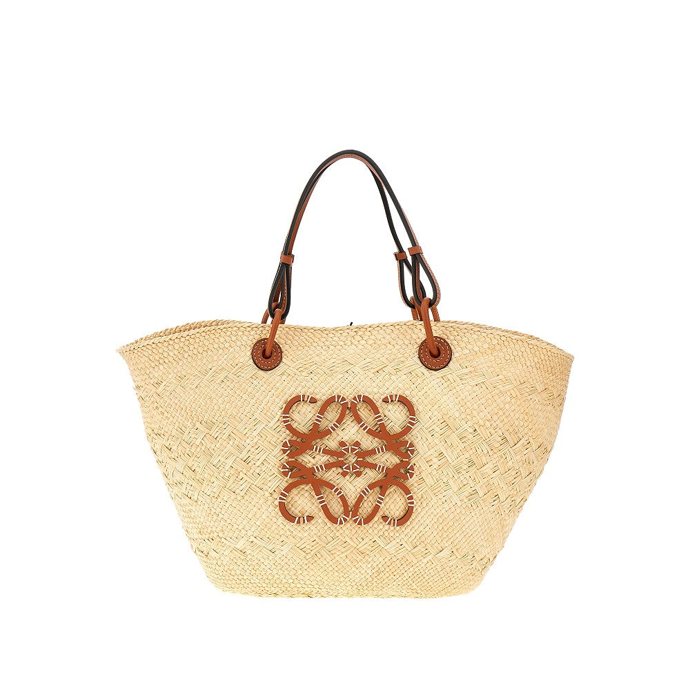 Basket bag media in foglie di palma