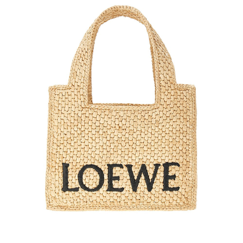 Mini tote bag 'LOEWE Font' in rafia
