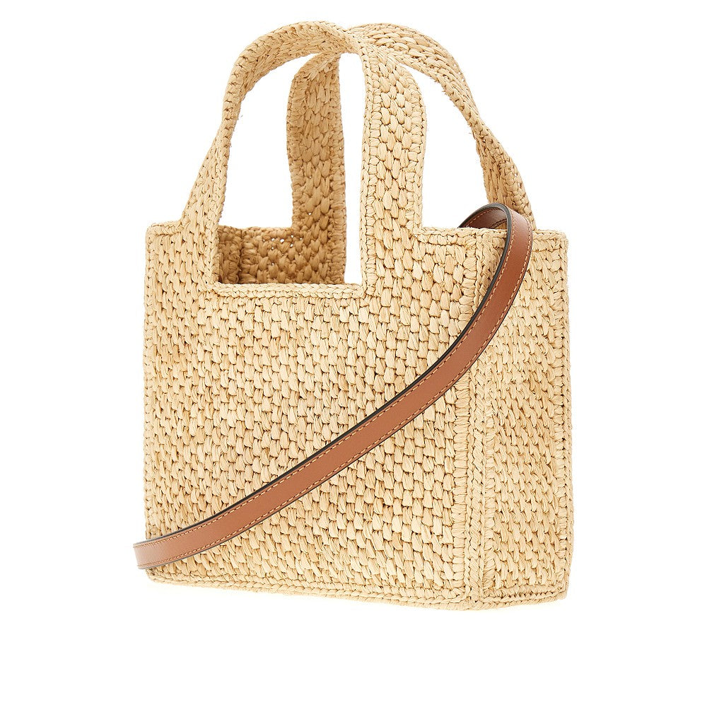 Mini tote bag 'LOEWE Font' in rafia