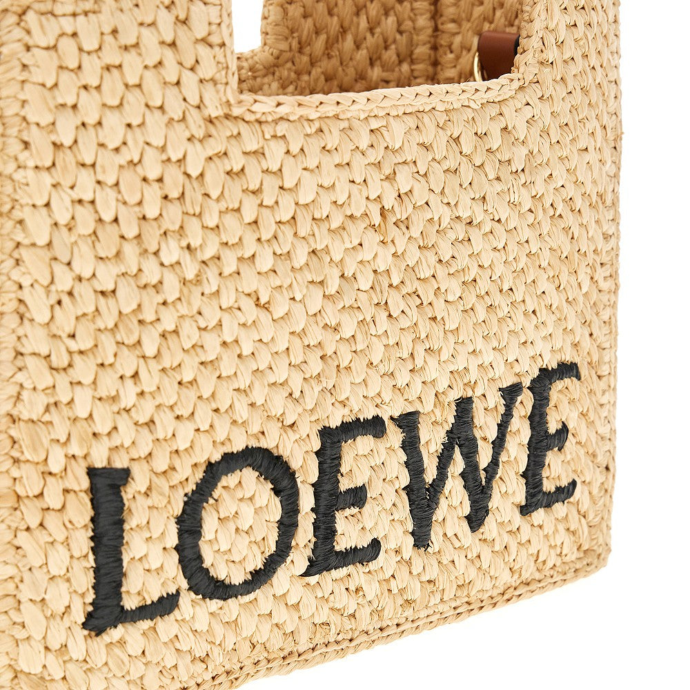 Mini tote bag 'LOEWE Font' in rafia