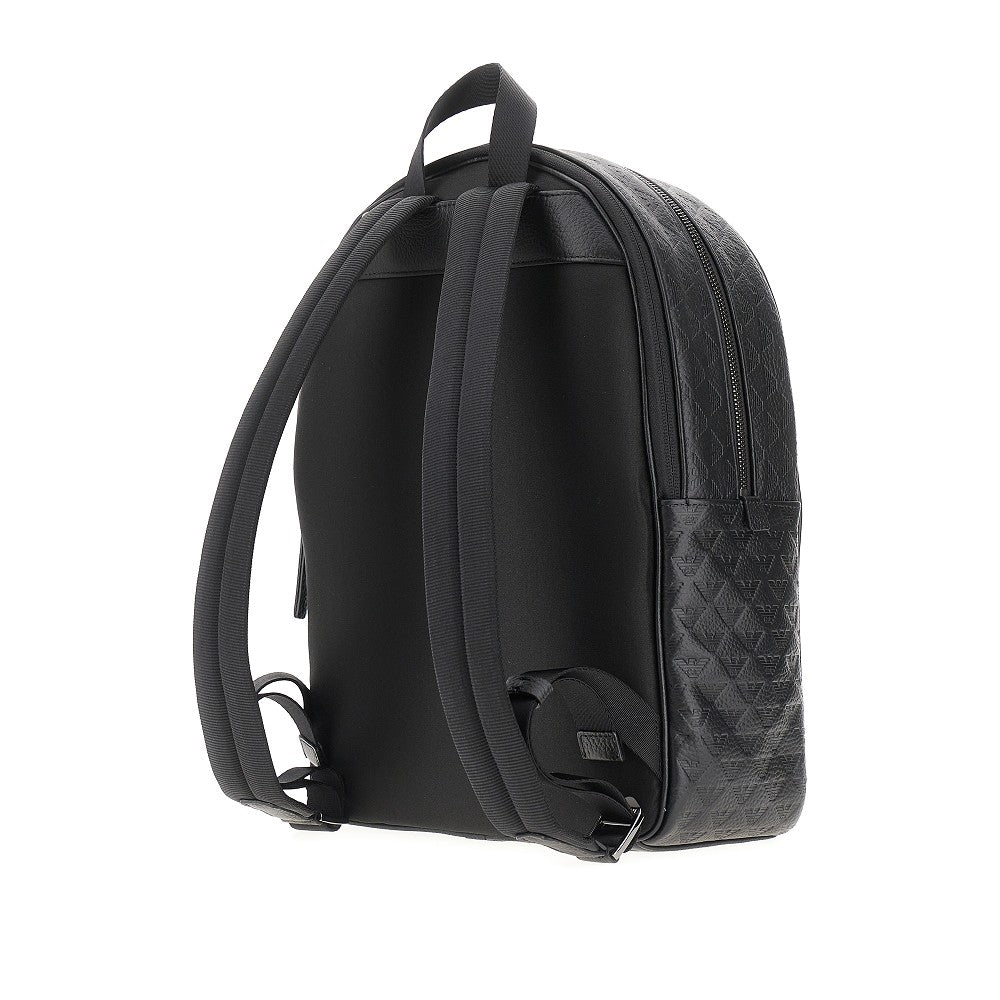 All-over Eagle embossed leather backpack