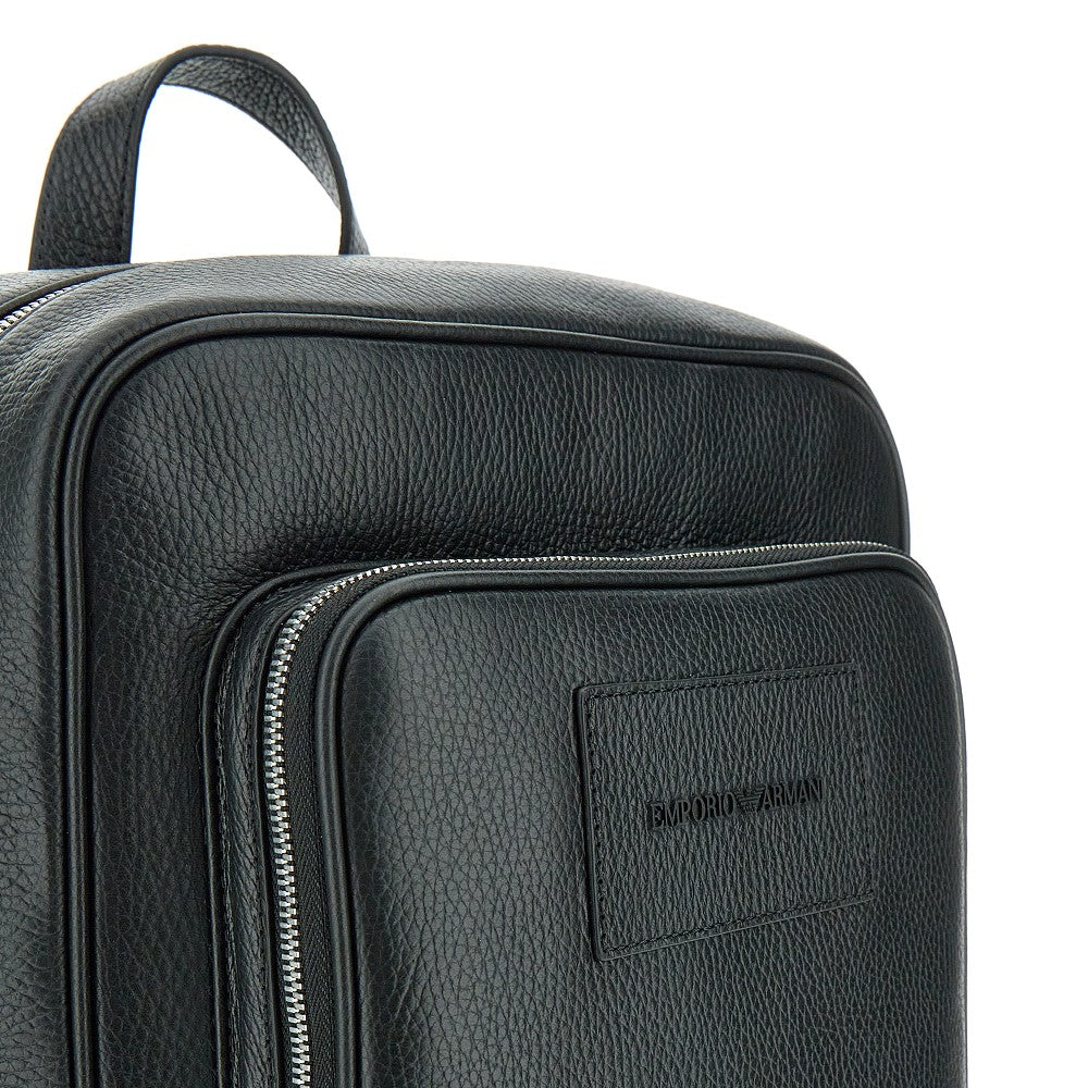Grained leather backpack