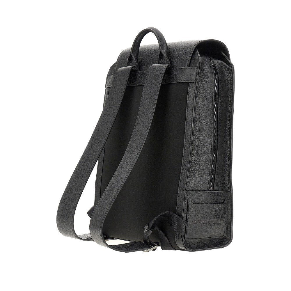 Grained leather backpack