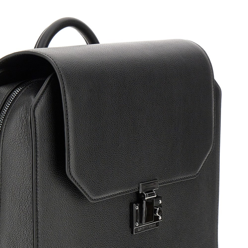 Grained leather backpack
