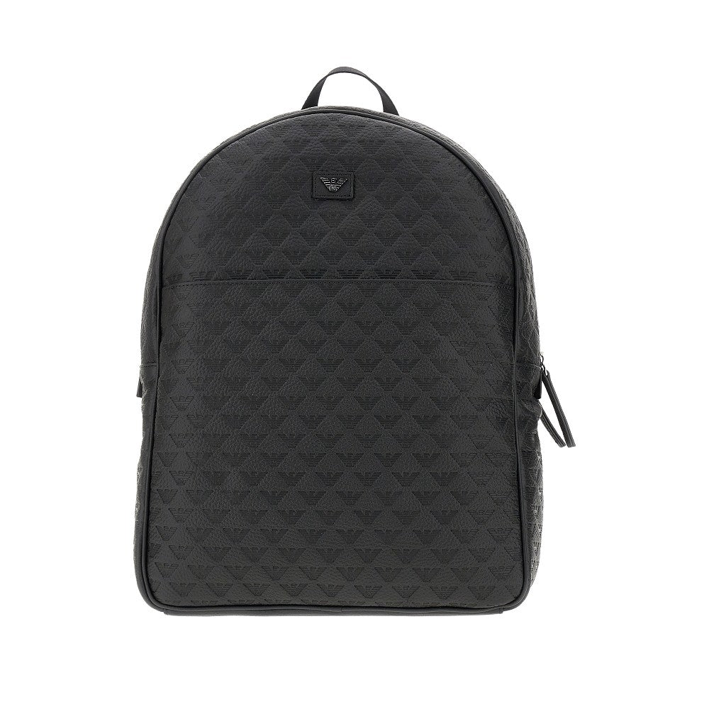 Eagle embossed leather backpack