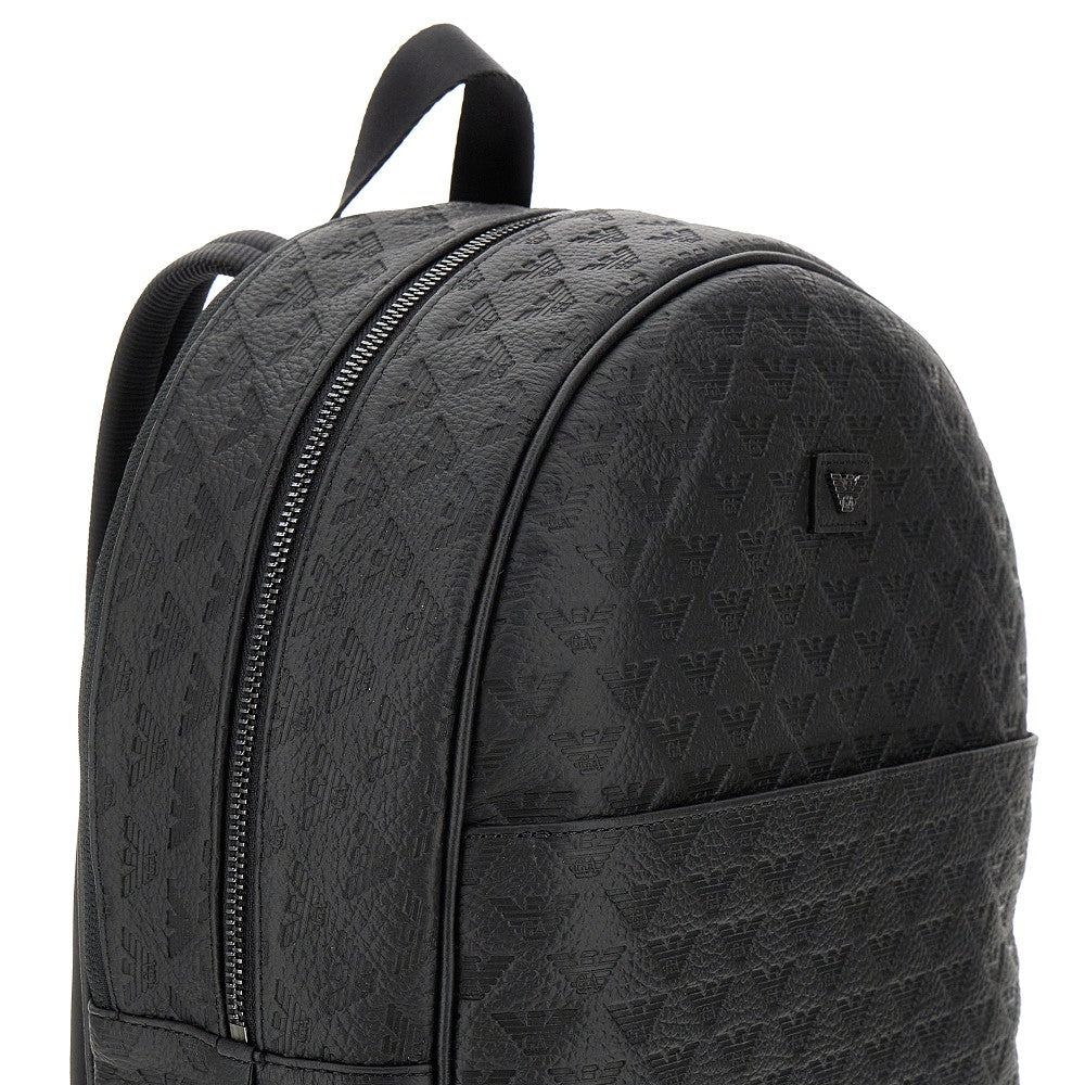 Eagle embossed leather backpack