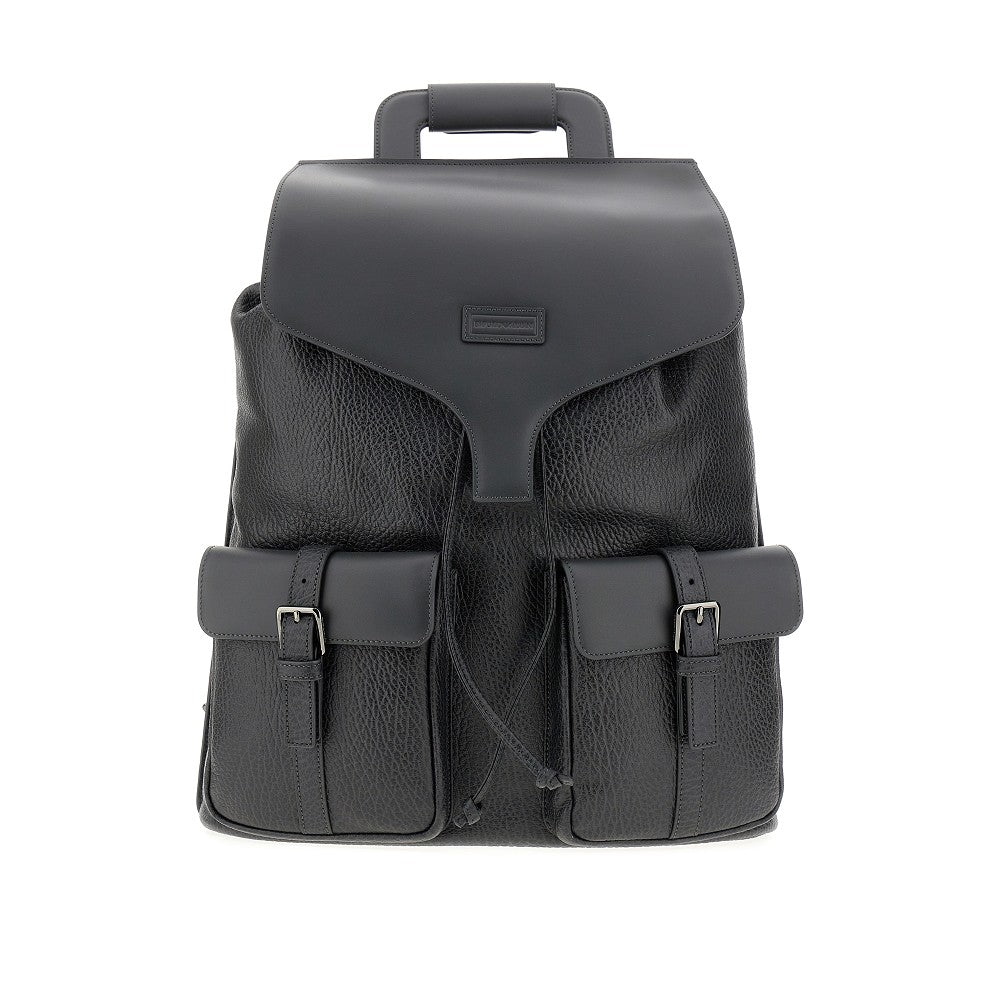 Grained leather backpack