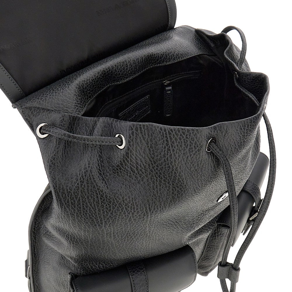 Grained leather backpack