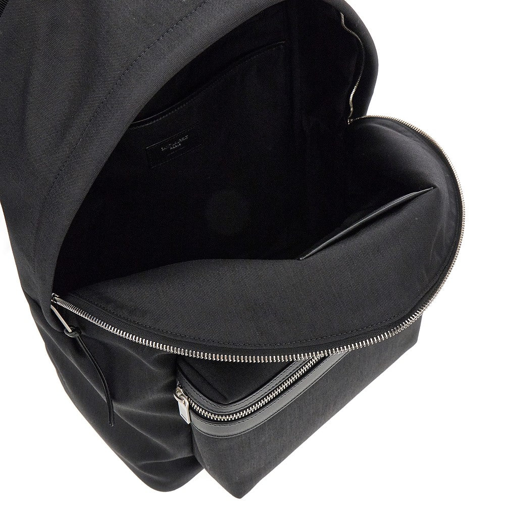 Canvas backpack with leather details