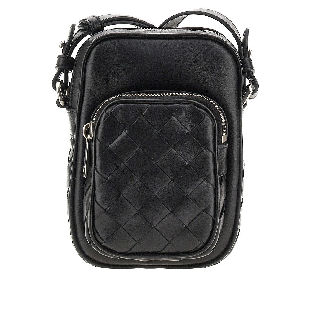 Intrecciato leather crossbody pouch