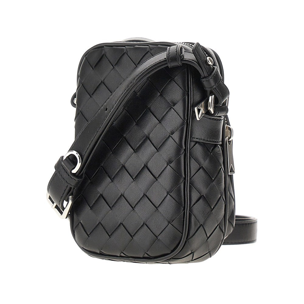 Intrecciato leather crossbody pouch
