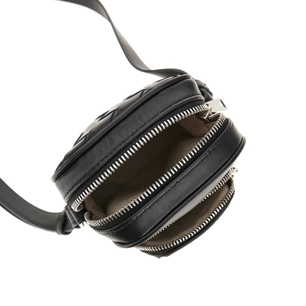 Intrecciato leather crossbody pouch