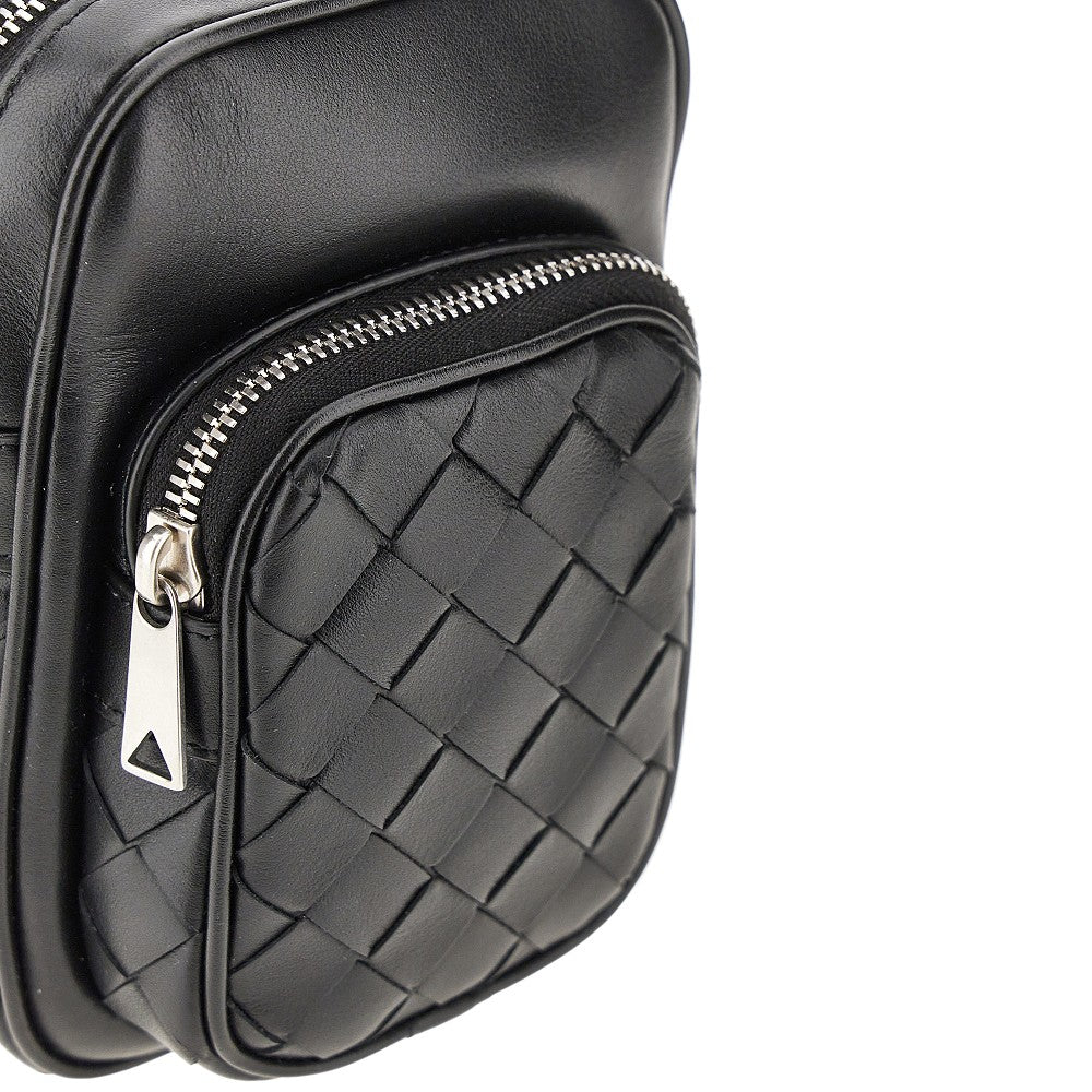 Intrecciato leather crossbody pouch