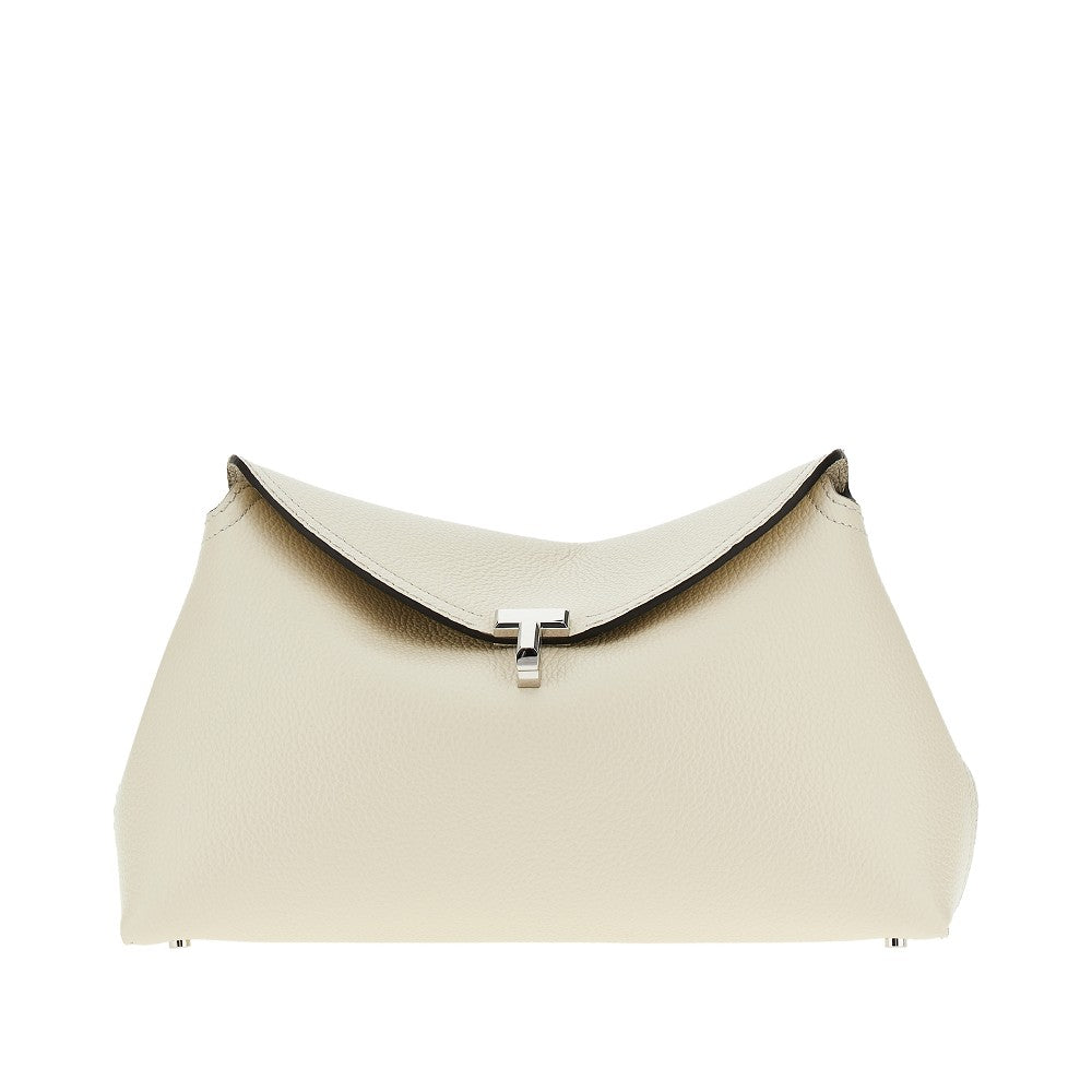 'T-Lock' grained leather clutch