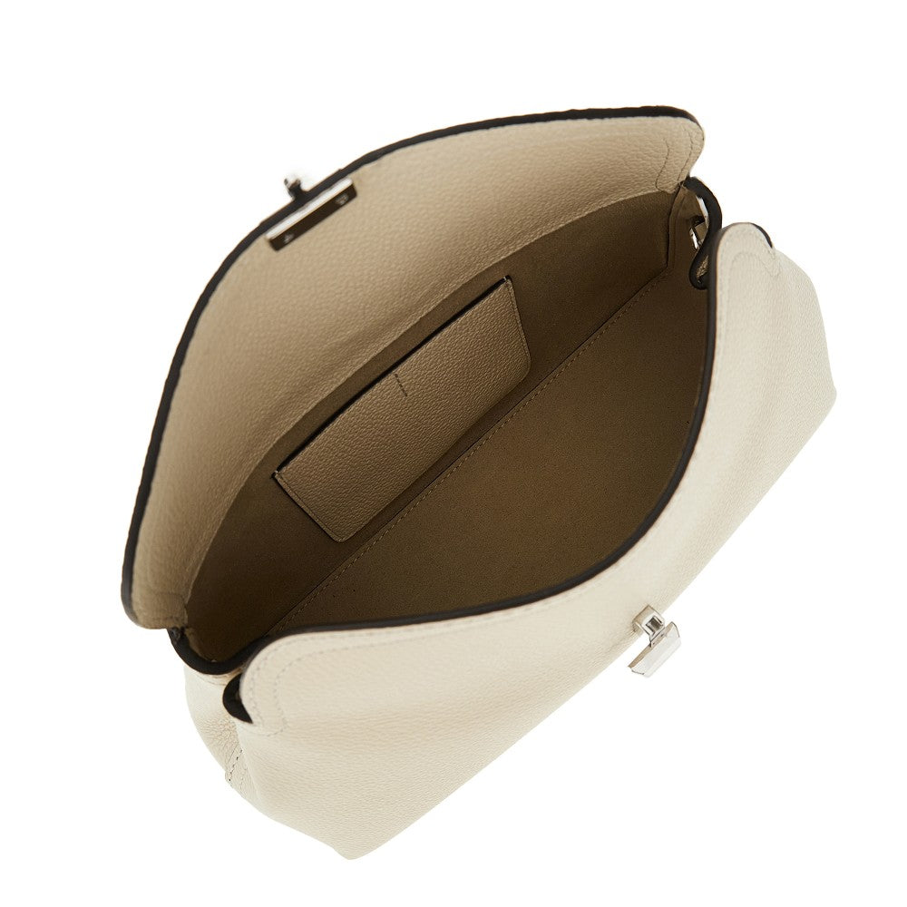 'T-Lock' grained leather clutch